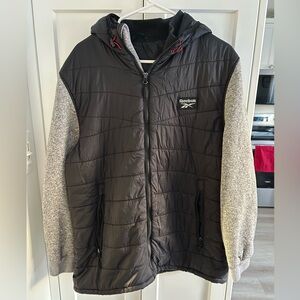 Reebok Men's Black and Gray Puffer Jacket